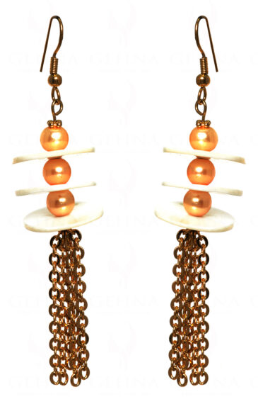 Pearl Gold Plated Chain Tassel Elegant Pair Of Earrings FE-1052