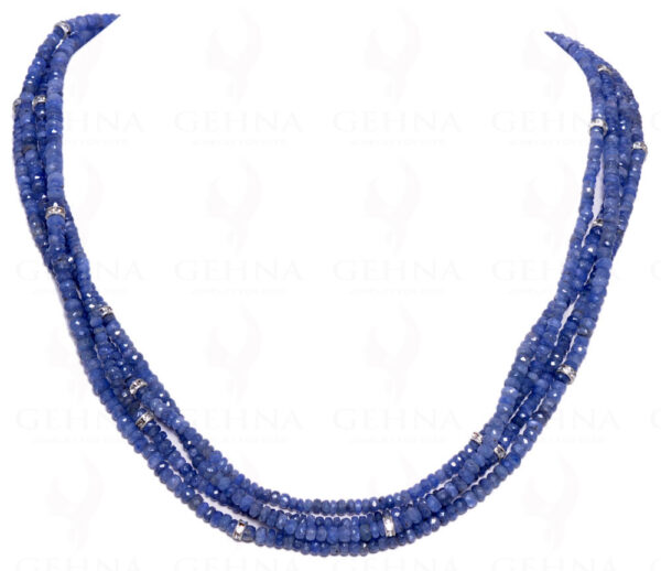 72" Inches Long Blue Sapphire Gemstone Round Faceted Bead Strand NP-1052