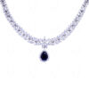 Blue Sapphire & Simulated Diamond Studded Beautiful Wedding Necklace Set FN-1052