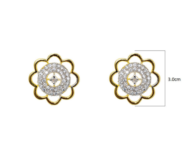 Trendy Cubic Zirconia Studded Flower Shaped Pendant & Earring Set FP-1052