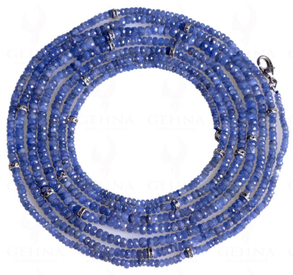 72" Inches Long Blue Sapphire Gemstone Round Faceted Bead Strand NP-1052