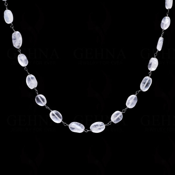 32" Natural Rose Quartz Bead Chain In .925 Sterling Silver CS-1052