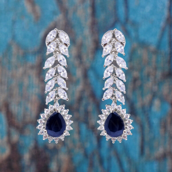 Blue Sapphire & Simulated Diamond Studded Beautiful Wedding Necklace Set FN-1052