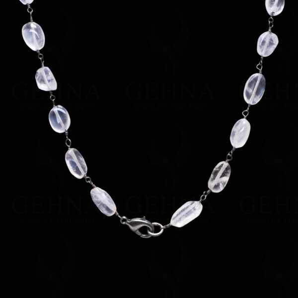 32" Natural Rose Quartz Bead Chain In .925 Sterling Silver CS-1052