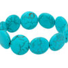 Turquoise Gemstone Coin Shape Beaded Flexible Bracelet BS-1053