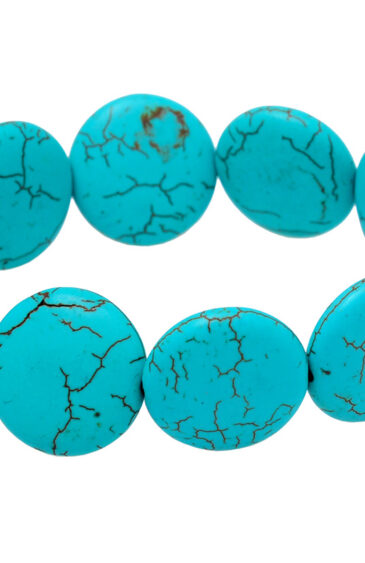 Turquoise Gemstone Coin Shape Beaded Flexible Bracelet BS-1053