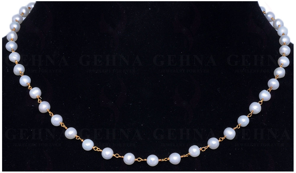 Natural Sea Water Pearl Chain In .925 Sterling Silver Cm1053
