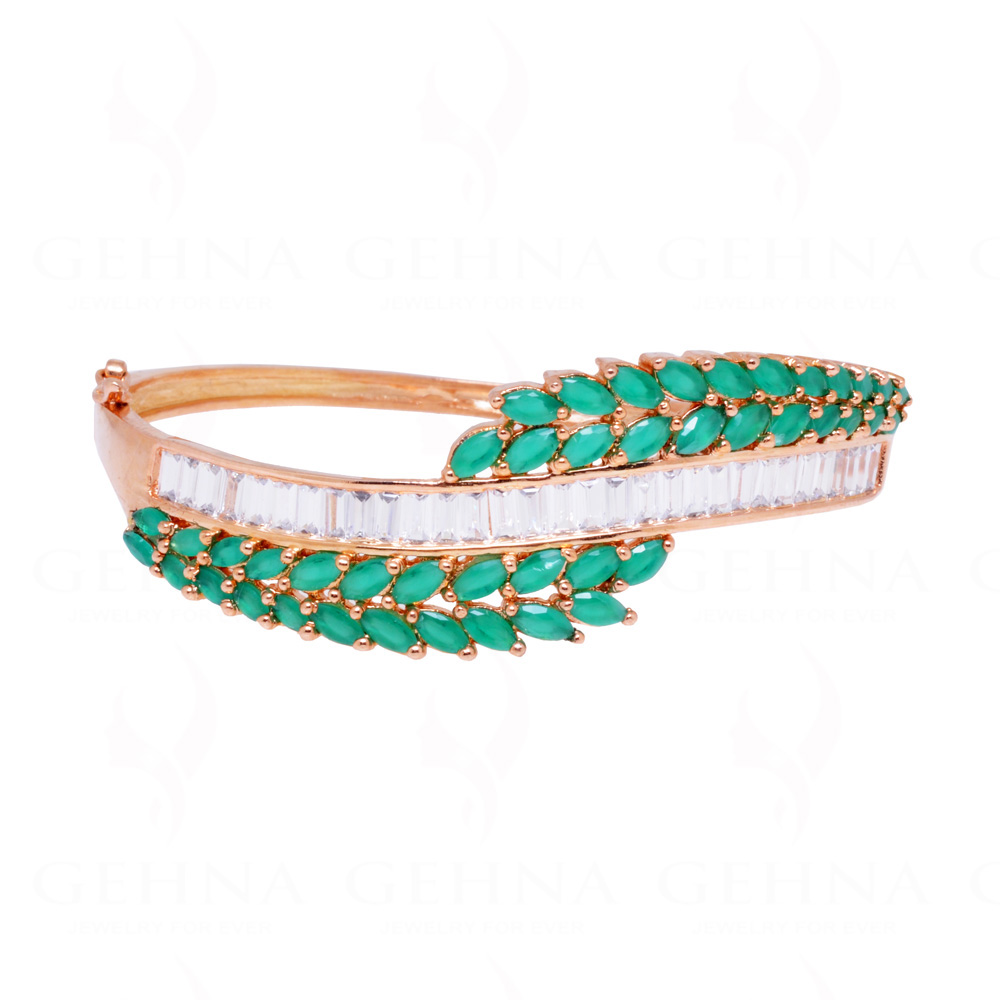 Emerald Marquise & Cubic Zirconia Baggutte Studded Beautiful Bracelet FB-1053