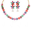 Pearls & Multi Color Stone Studded Necklace & Earring Set FN-1053