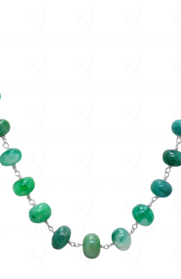 30″ Green Emerald Gemstone Chain Linked In.925 Silver Sterling Wire CP-1053