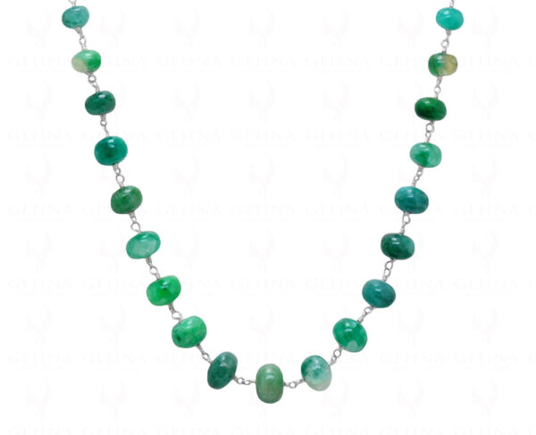 30" Green Emerald Gemstone Chain Linked In.925 Silver Sterling Wire CP-1053