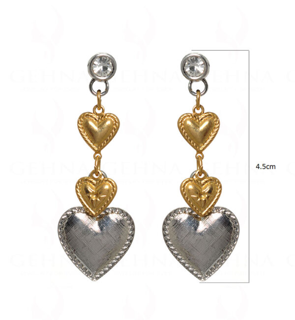 Simulated Diamond & Zircon Studded Heart Shape Earrings FE-1053