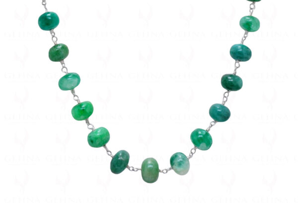 30" Green Emerald Gemstone Chain Linked In.925 Silver Sterling Wire CP-1053