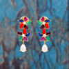 Pearls & Multi Color Stone Studded Necklace & Earring Set FN-1053