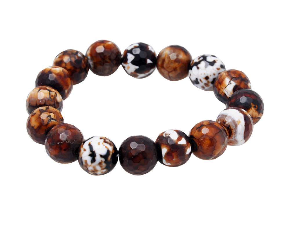 Blood Agate Gemstone Beaded Flexible Bracelet BS-1054