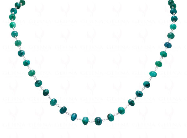 18" Inches Emerald Gemstone Chain Knotted In Sterling Silver CP-1054