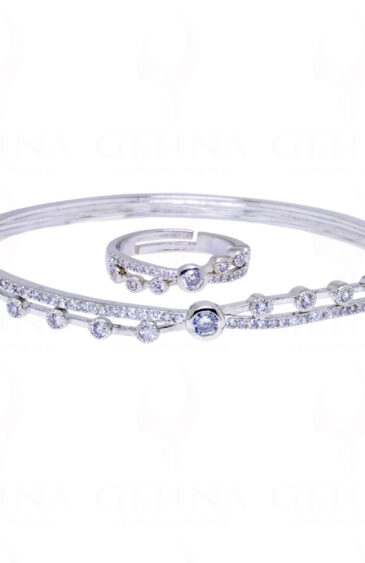 Combo Offer – Round Cubic Zirconia Studded Bracelet & Ring FB-1054