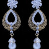 Pearl & Simulated Diamond Studded Flower Shape Earrings FE-1054