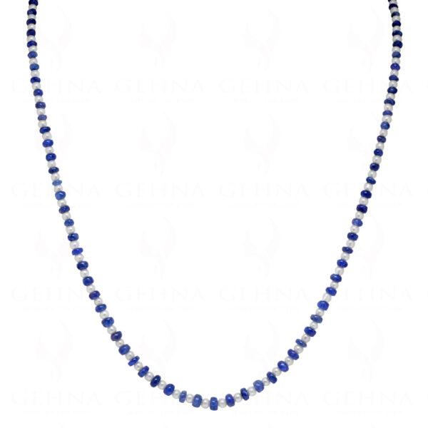 Pearl & Tanzanite Gemstone Round Cabochon Bead String NM-1054