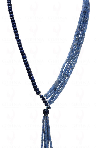 Blue Sapphire Gemstone Faceted Bead & Drops Necklace NP-1054