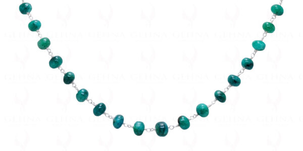 18" Inches Emerald Gemstone Chain Knotted In Sterling Silver CP-1054