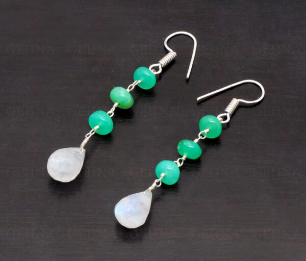 Chrysoprase & Rainbow Moonstone Gemstone Earrings In .925 Sterling Silver ES-1054