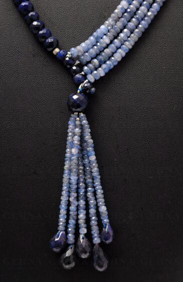 Blue Sapphire Gemstone Faceted Bead & Drops Necklace NP-1054