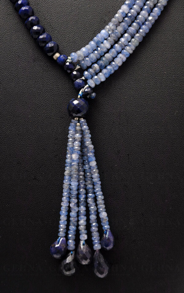 Blue Sapphire Gemstone Faceted Bead & Drops Necklace NP-1054