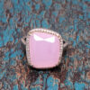 Rose Quartz & Topaz Gemstone Studded 925 Sterling Silver Promise Ring SR-1054