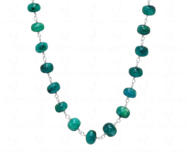 18" Inches Emerald Gemstone Chain Knotted In Sterling Silver CP-1054