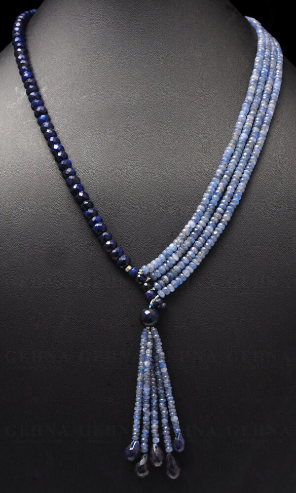 Blue Sapphire Gemstone Faceted Bead & Drops Necklace NP-1054