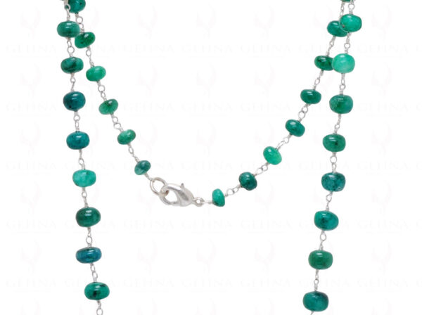 18" Inches Emerald Gemstone Chain Knotted In Sterling Silver CP-1054