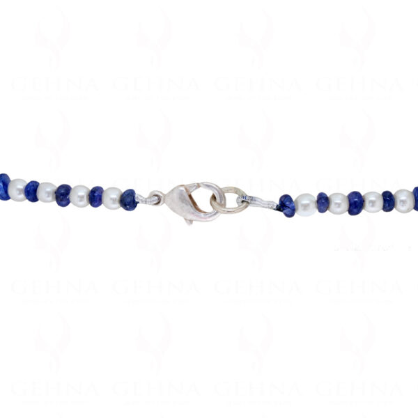 Pearl & Tanzanite Gemstone Round Cabochon Bead String NM-1054