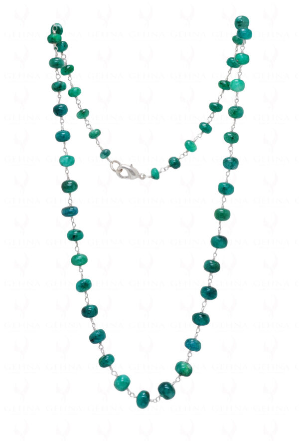 18" Inches Emerald Gemstone Chain Knotted In Sterling Silver CP-1054