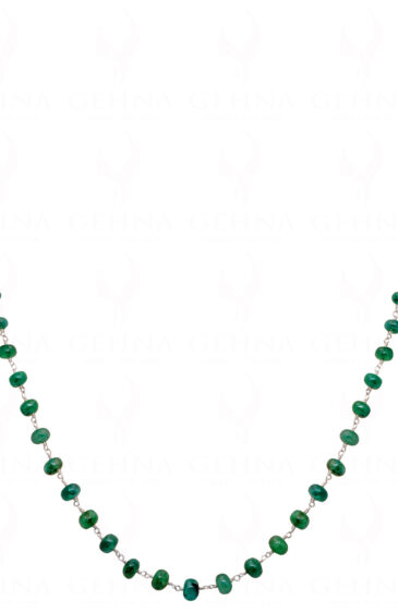 22″ Inches Emerald Gemstone Chain Knotted In Sterling Silver CP-1055