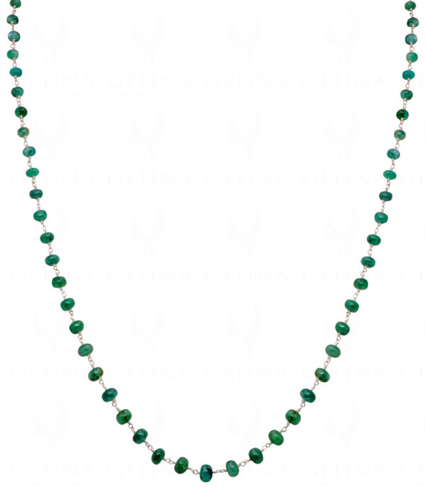 22" Inches Emerald Gemstone Chain Knotted In Sterling Silver CP-1055