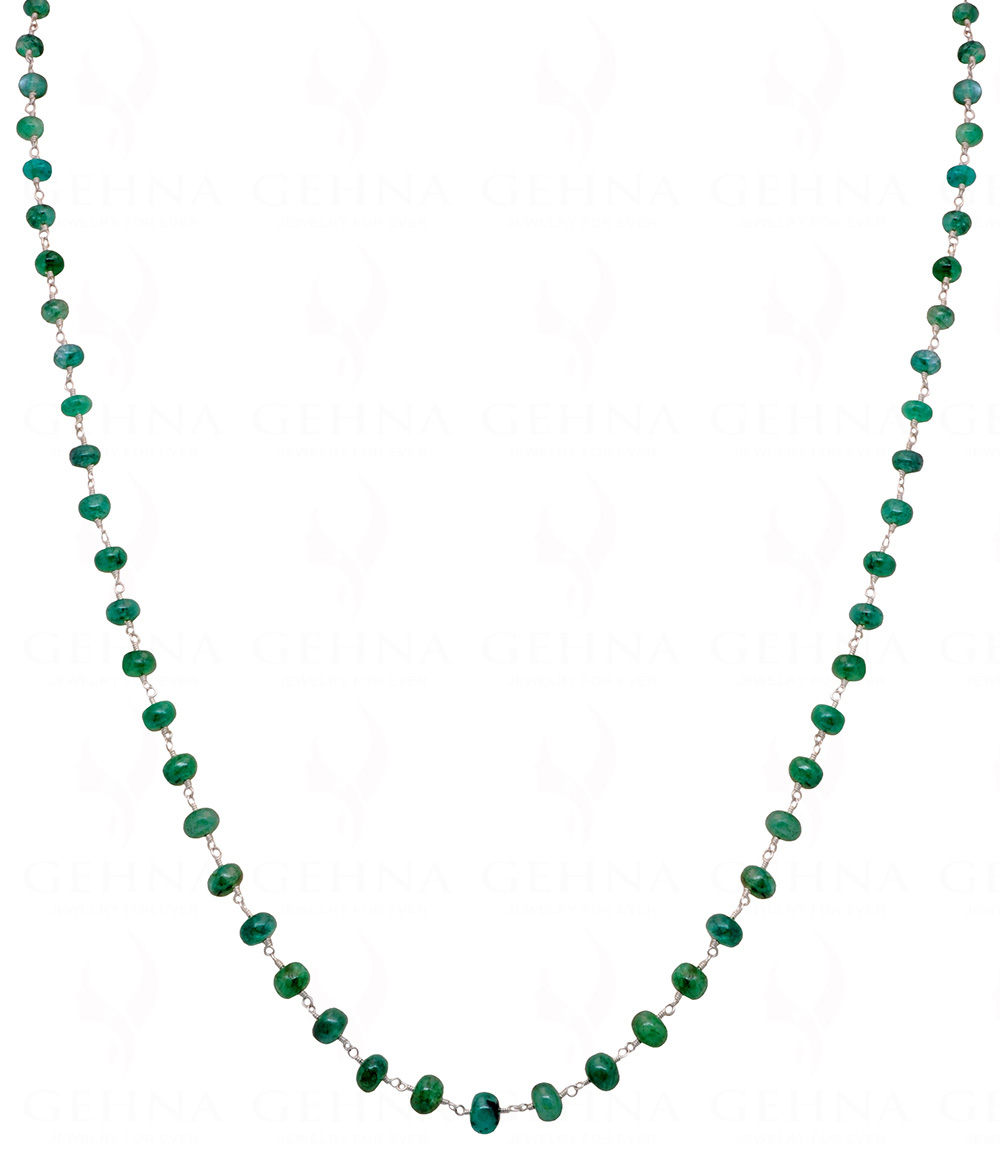 22" Inches Emerald Gemstone Chain Knotted In Sterling Silver CP-1055