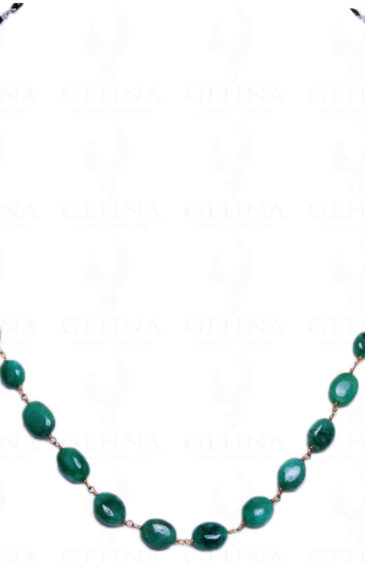 Emerald Garnet Stone Bead Chain In .925 Sterling Silver CS-1055