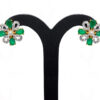 Simulated Diamond & Emerald Green Studded Earrings FE-1055