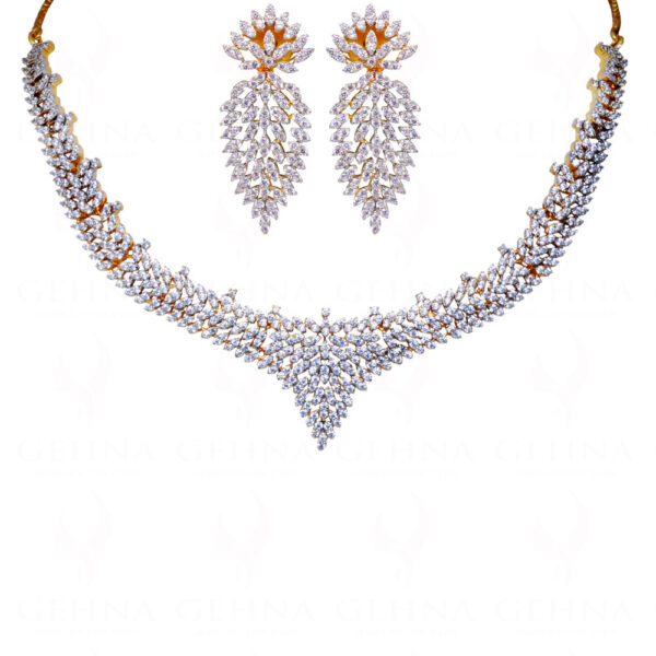 Gorgeous Simulated Diamond Studded Necklace & Earring Set FN-1055