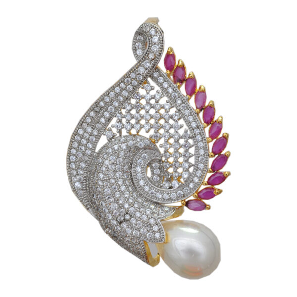 Pearl & Pink Tourmaline Studded Elegant Pendant & Earring Set FP-1055