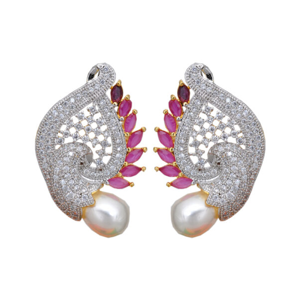 Pearl & Pink Tourmaline Studded Elegant Pendant & Earring Set FP-1055