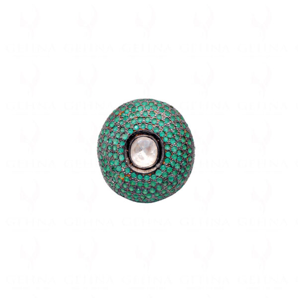 Emerald & Topaz Gemstone Studded 925 Sterling Silver Promise Ring SR-1055