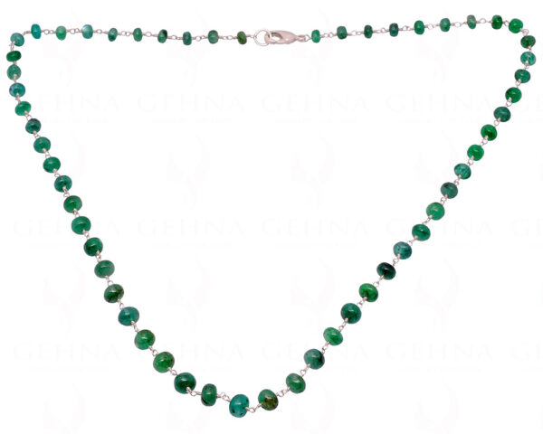 22" Inches Emerald Gemstone Chain Knotted In Sterling Silver CP-1055