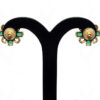 Simulated Diamond & Emerald Green Studded Earrings FE-1055