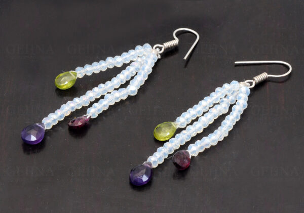 Garnet, Peridot, Amethyst & Rainbow Moonstone Gemstone Earrings ES-1056