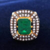 Emerald & Topaz Gemstone Studded 925 Sterling Silver Promise Ring SR-1056