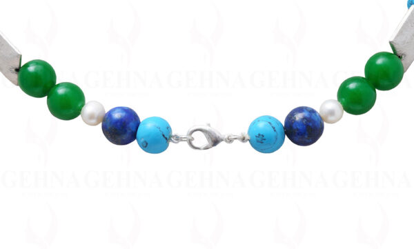 Pearl, Jade, Turquoise, Lapis & Amethyst Bead With Silver Elements NM-1056