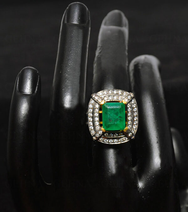Emerald & Topaz Gemstone Studded 925 Sterling Silver Promise Ring SR-1056