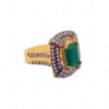 Emerald & Topaz Gemstone Studded 925 Sterling Silver Promise Ring SR-1056
